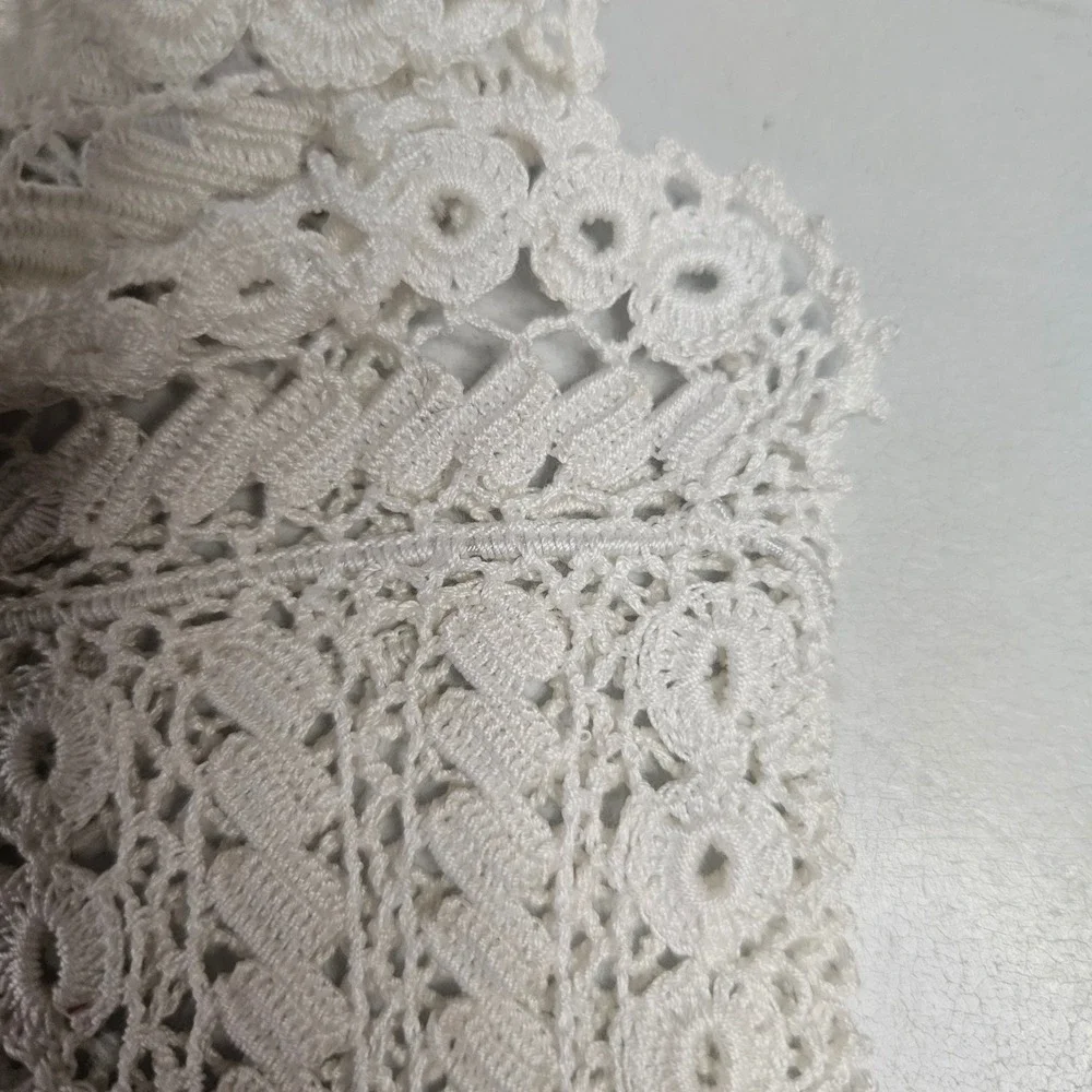 Vtg Ivory Crochet Lace Gloves Floral Tea Party Bridal Cottagecore Cream 6.5 50s